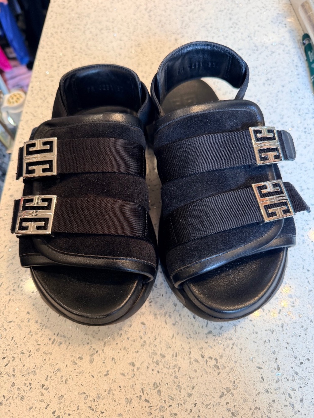 GIVENCHY Marshmallow Slingback Sandals Black